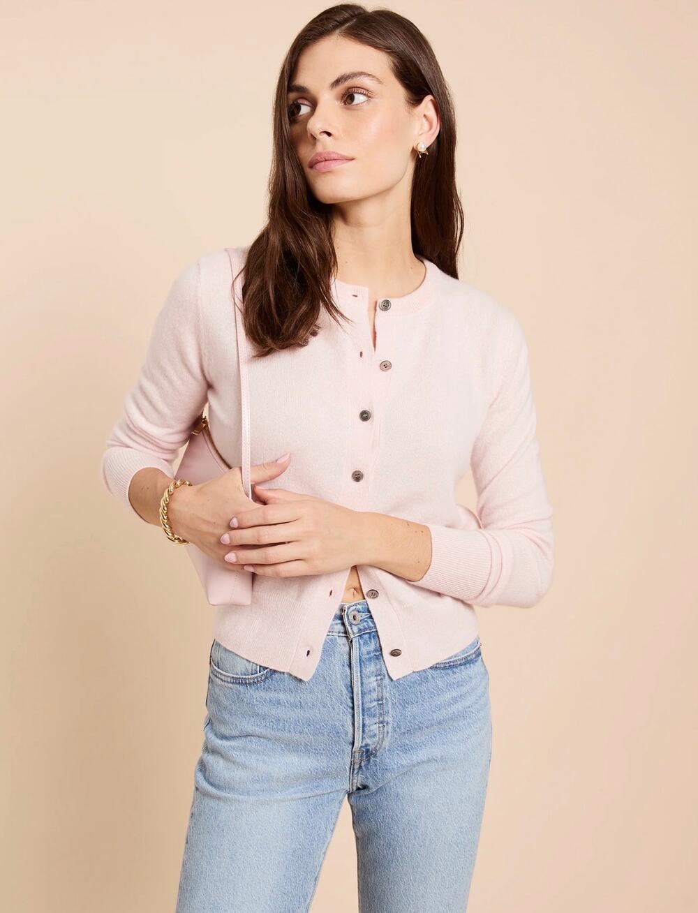 New NWT CAARA Finley light pink Cashmere Cardigan Sz XL